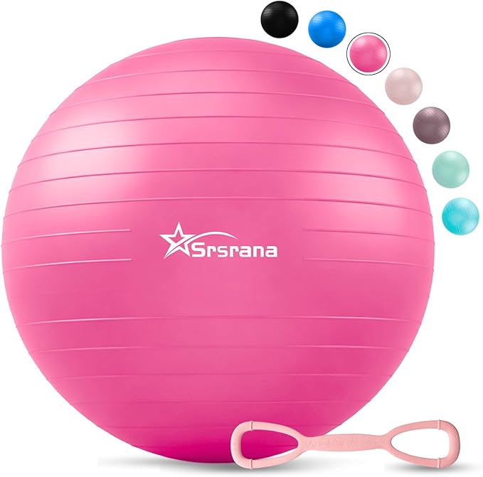 Exercise Ball - Anti-Burst Yoga Ball for Pilates, Pregnancy & Core Stability - Ergonomic Office Desk Ball Chair & Physical Therapy Equipment, Quick Pump Included