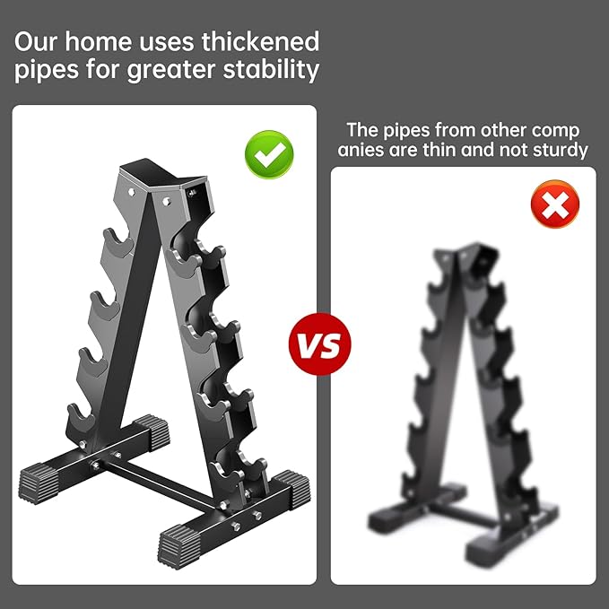 4-Tier Dumbbell Rack Stand, A-Frame Metal Weight Rack with Handle – Space-Saving Strength Training Dumbbell Storage for Home Gym