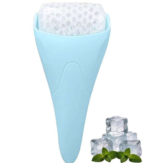 Ice Roller for Face, Face Roller-Cold Massage Stick for Cooling and Calming Puffiness Wrinkles Fine Lines - Skin Care Tools- Self Care Gifts for Women Men (Light Blue)