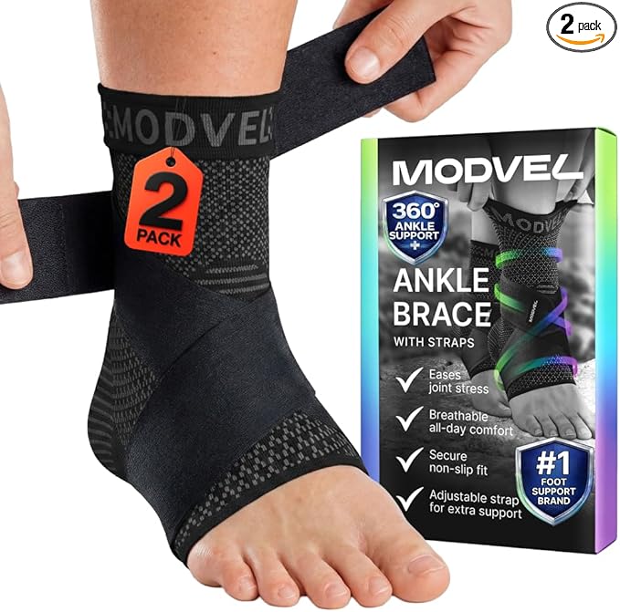 Modvel Ankle Brace for Women, Ankle Brace for Men, Ankle Support Compression Socks Foot Support Wrap, Sprained Ankle Sleeve, Achilles Tendonitis Brace, Plantar Fasciitis Relief, Foot Pain, Swelling