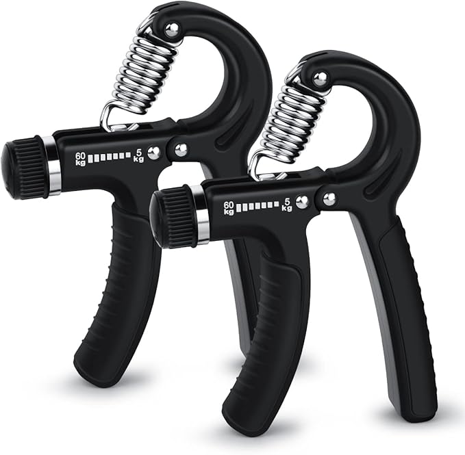 2 Pcs Hand Grip Strengthener Exerciser Hand Workout Squeezer, Adjustable Resistance 11-132 lbs Forearm Exerciser (5-60kg), Finger Stretcher for Home Gym Athlete Muscle Building and Hand Rehabilitation Exercising (Black)