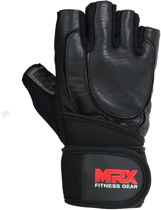 MRX Weight Lifting Pro Level Gloves with 18 Inches Long Wrist Strap Gym Workout Exercise & Fitness in