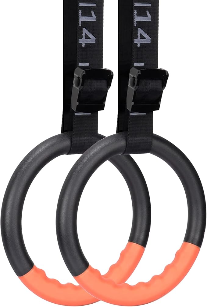 Teamaze Gymnastic Rings with 15 FT Adjustable Straps Non-Slip Gymnastics Rings Pull Up Workout Rings for Home Gym Exercise, Training