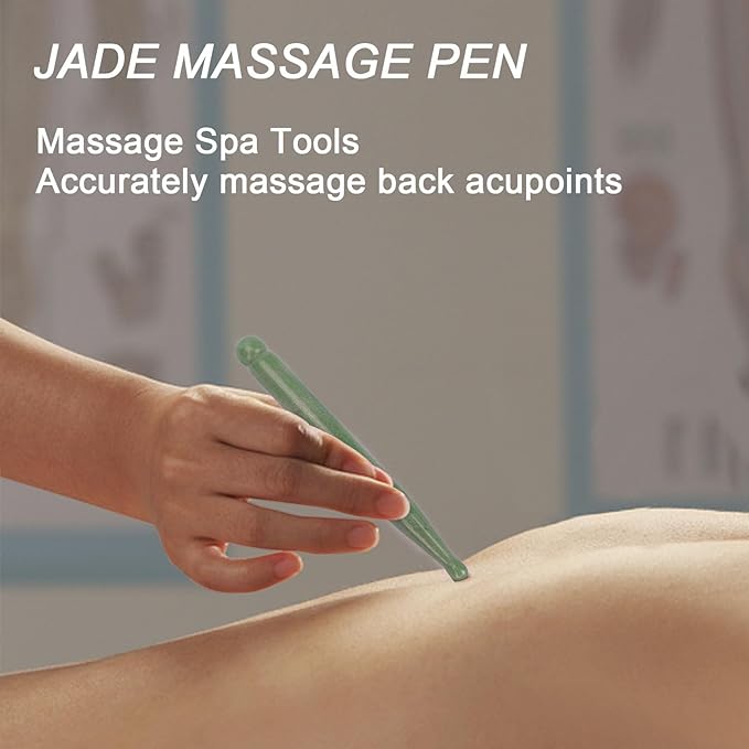 ideayard Jade Gua Sha Pen Trigger Point Massage Therapy Scraping Tool, Reflexology Acupressure Pen for Deep Tissue
