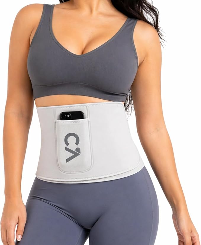 Waist Trimmer Belt for Men & Women – Silver Ion Sweat Belt, Anti-Slip Sauna Trainer, With Pocket & Precision Fit