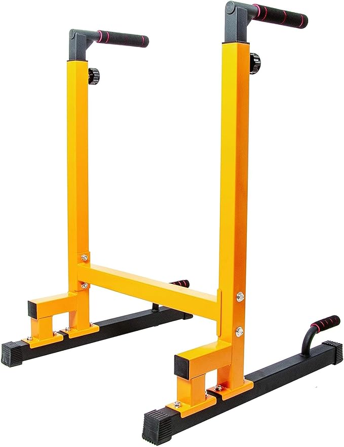 BalanceFrom Steel Frame Dip Station with Adjustable Height, 500 Pound Weight Capacity – Upper Body Workout Home Gym Equipment for Triceps, Push & Pull Ups, Leg Raises, and Bench Press