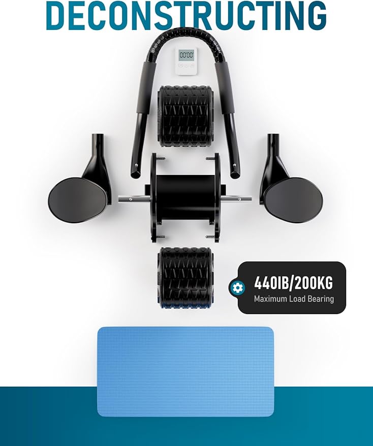 2026 Upgraded Automatic Rebound Ab Roller with Elbow Support, Dual Wide Wheel Ab Workout Equipment for Core Strength Training, Silent Ab Wheel for Beginners Men Women Home Gym Fitness