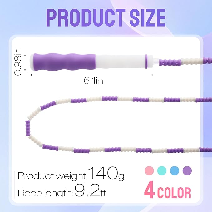 Yunsailing 20 Pack Jump Ropes for Adults Kids, 9.2 ft Adjustable Length Free Segmented Skipping Rope Bulk for Field Day Game, Soft Beaded Jumping Ropes for Women Men Exercise Weight Loss