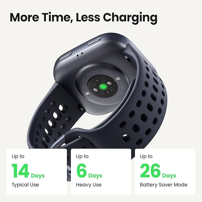 Amazfit Bip 6 Smart Watch 46mm, 14 Day Battery, 1.97" AMOLED Display, GPS & Free Maps, AI, Bluetooth Call & Text, Health, Fitness & Sleep Tracker, 140+ Workout Modes, 5 ATM Water-Resistance, Black