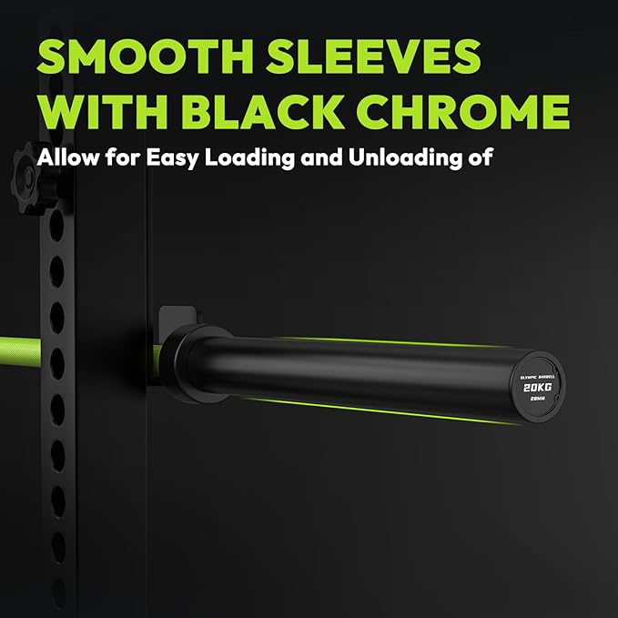 Olympic Barbell, 45lb 2-inch Weight Bar for Bench Press, 7ft Olympic Power Bar, 1000 lb/1500 lb High-Capacity, Hard Chrome, Knurled Grip, Strength Training Deadlift Weightlifting Squat