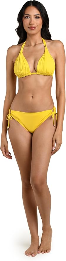 Island Goddess Rouched Halter Bikini Swimsuit Top