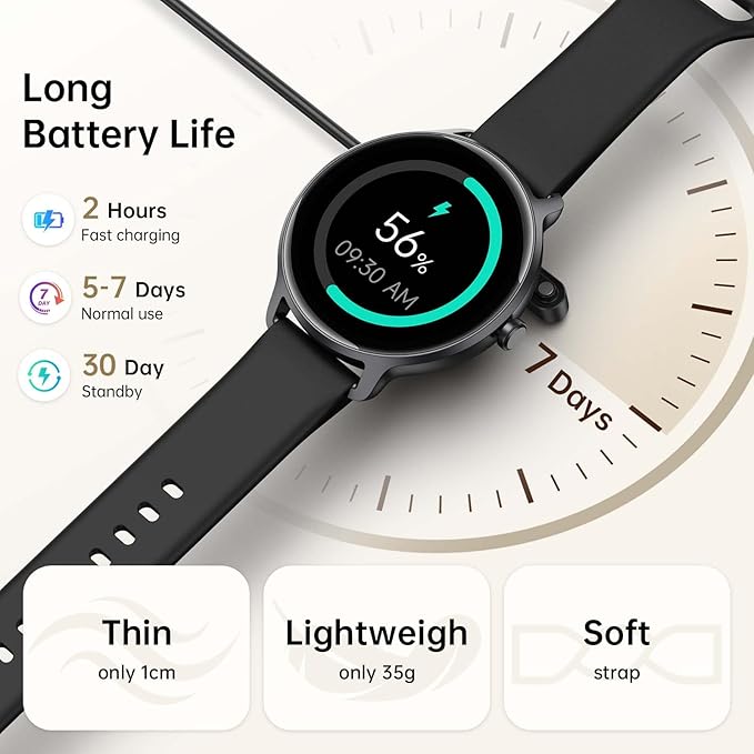 Smart Watch for Women Men, 1.27" AMOLED Screen Smartwatch with Answer/Make Call for iPhone/Android/Samsung, Fitness Tracker with 120+ Sport Modes, Heart Rate/Sleep Monitor, IP68 Waterproof, 2 Bands
