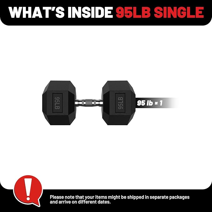 PAPABABE HEX Dumbbell Set 2.5-125lb, Rubber Encased Home Gym Dumbbells, Exercise & Fitness Weights Dumbbells for Women & Men, Hand Weight for Strength Training