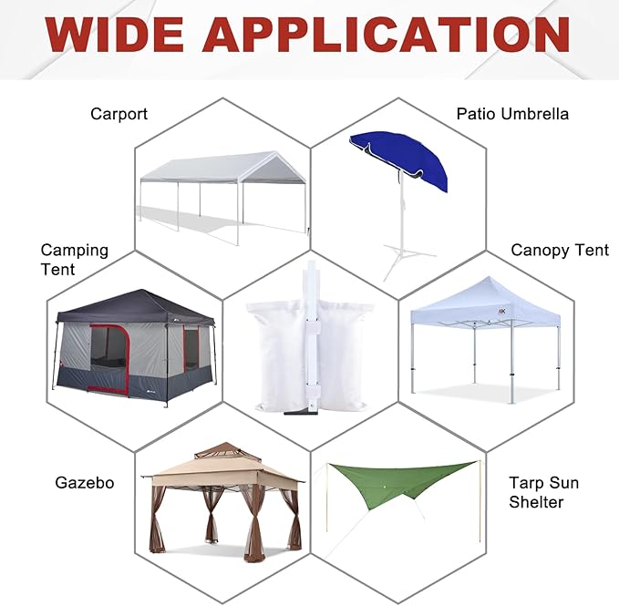 ABCCANOPY Canopy Weights 150 LBS Tent Sand Bags,4-Pack White (Without Sand)