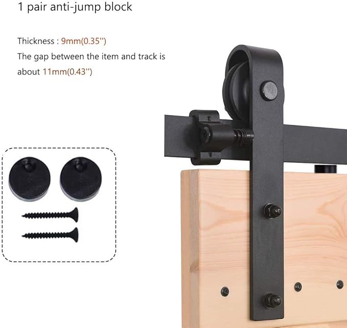 Barn Door Hardware 1 Pair Black Anti-Jump Disk Block for Preventing Door Fall Off fromTrack