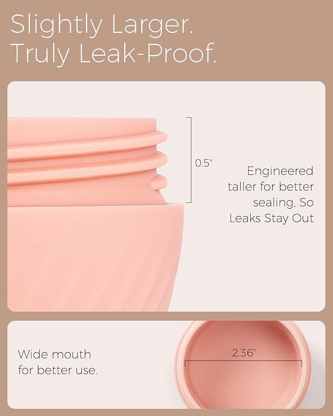 TakeToday Travel Containers for Toiletries, Leak-Proof, TSA Approved, Refillable Silicone Cylindrical Cream Jars with Lid for Cosmetic Toiletry, 2 &3oz, 4 Pack, Apricot