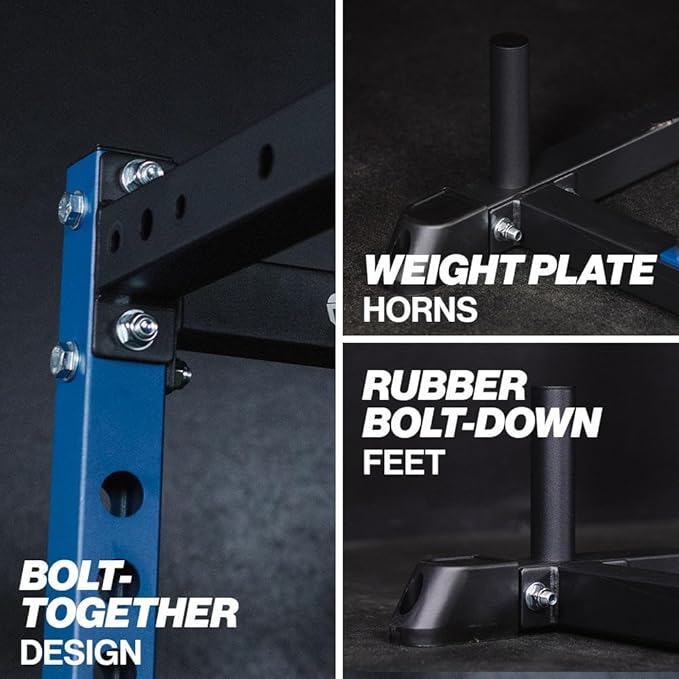 Titan Fitness T-2 Series Short Power Rack, Skinny Pull Up Bar, Pin and Pipe Safeties, Standard J-Hooks, for Home Garage Gym Weightlifting and Strength Training