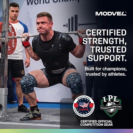 Modvel 7mm Neoprene Knee Sleeves for Men & Women Weightlifting & Powerlifting – Compression Knee Sleeve Support for Squats, Gym, Training – USPA, IPL Approved – Medium Army/dark (Pair)