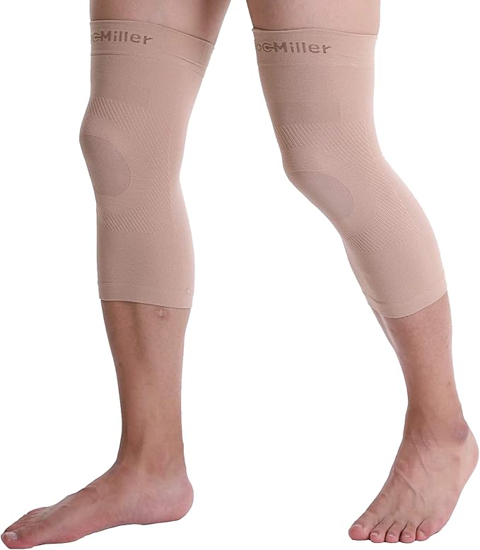 Doc Miller Knee Compression Sleeve Brace for Men & Women (Pair) Best Support for Workout Running ACL Arthritis Pain Relief