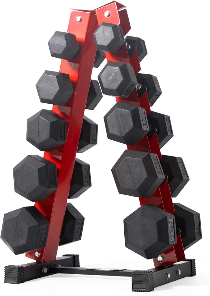 RitFit 5-780LBS Rubber Coated Hex Dumbbell Weight Set with Rack and Adjustable Weight Bench for Home Gym, Strength Training, Workouts