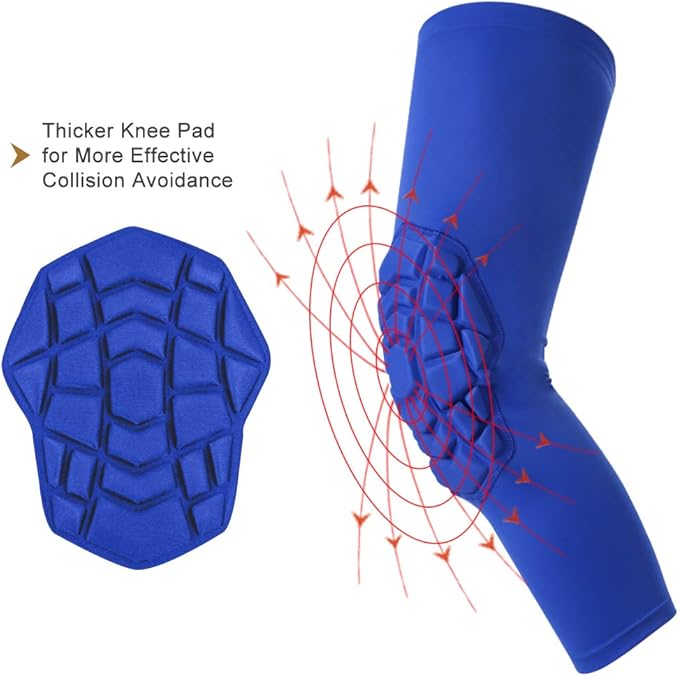 SZKANI Knee Pads Compression Leg Sleeve Knee Sleeve for All Sports Wrestling Protector Gear, 1 Pair of Knee Paded