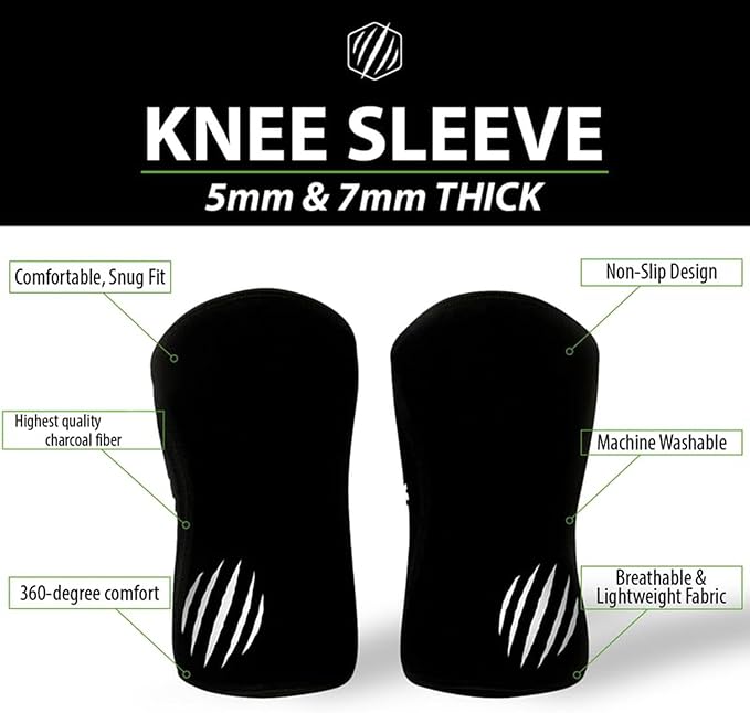 Bear KompleX Knee Sleeves for Men & Women - 5mm/7mm Compression & Heat Retention Neoprene Compression Knee Brace for Weightlifting, Squats & Powerlifting