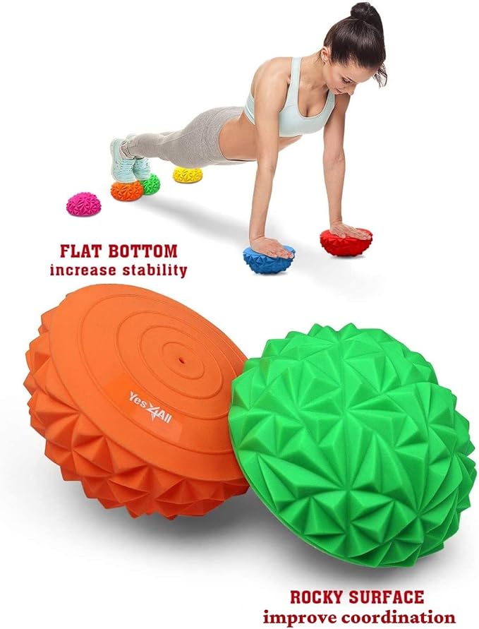 Yes4All Hedgehog Balance Pods for Exercise, Core Body Balancing, Balance Pods for Youth & Adults with Hand Pump - Set of 5