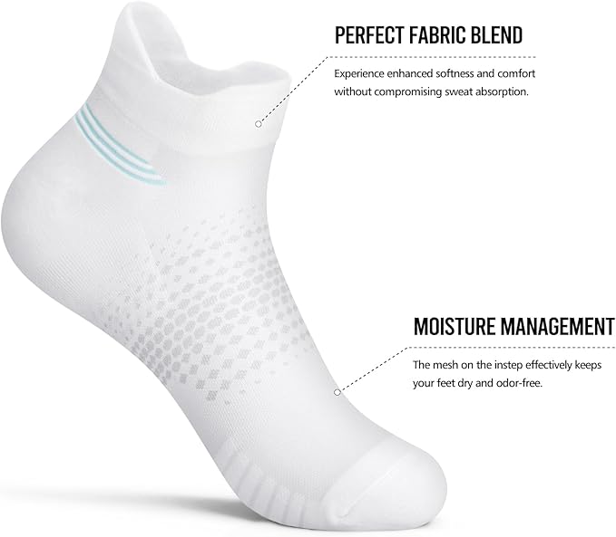 PAPLUS Ankle Compression Socks for Women 6 Pairs, Running Socks with Heel Tab, Cushioned Low Cut Athletic Socks