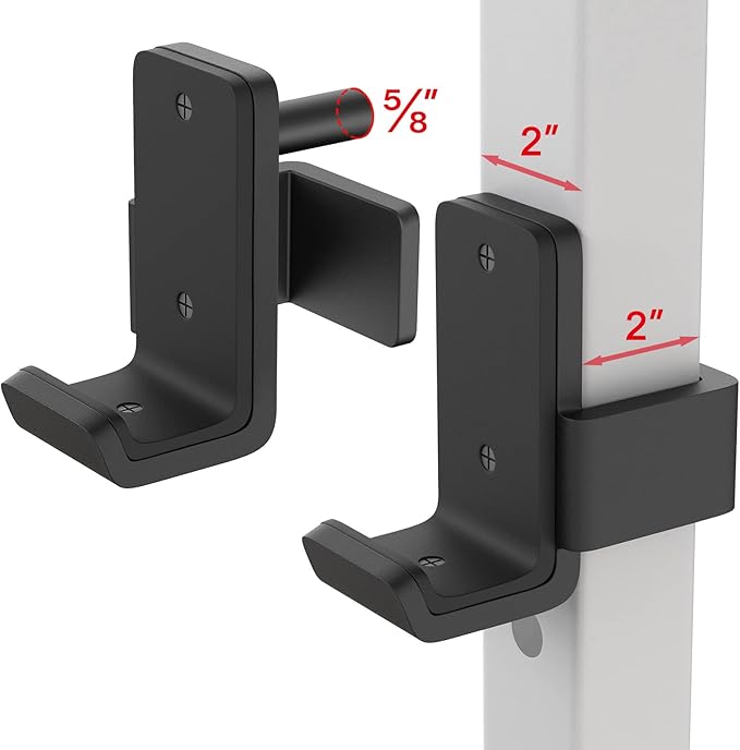 SELEWARE Solid Steel J Hooks for 2" x 2" or 3" x 3" Tube Power Cage with 1" 1/2" or 5/8" Hole Squat Rack Attachment, J-Hook Barbell Holder for Power Rack, Set of 2