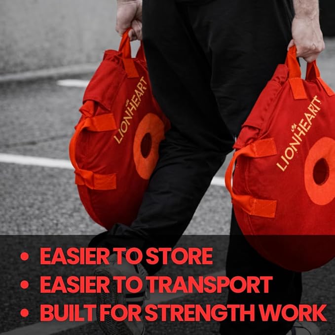 Lionheart Sand Bag Weight Plates Set | Sandbags for Working Out | Home Gym Bumper Plates | Travel-Friendly Sandbag for Fitness & Weight Training | Unfilled 10, 15, 25, 35, 45 lb Plates (Set of 2)