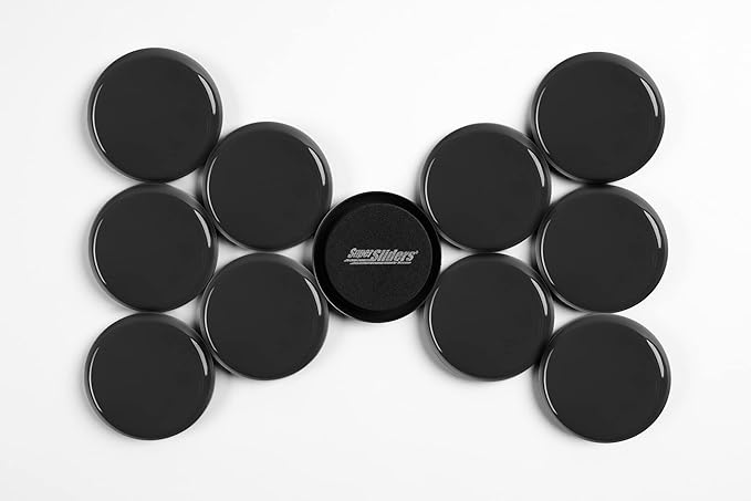 Super Sliders 2-1/2" Round Reusable Furniture Sliders for Carpet, Anti-Slip Protective Furniture Moving Pads for Beds, Sofas, Dressers, Set of 8, Black