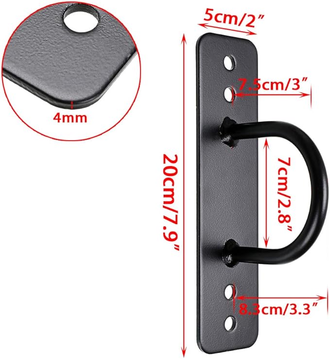 Hipiwe Battle Rope Wall/Ceiling Mount Anchor Bracket Hook for Suspension Straps Crossfit Gymnastic Rings, Body Weight Strength Training Systems, Yoga Swings Hammocks, Boxing Equipment (Long Black)