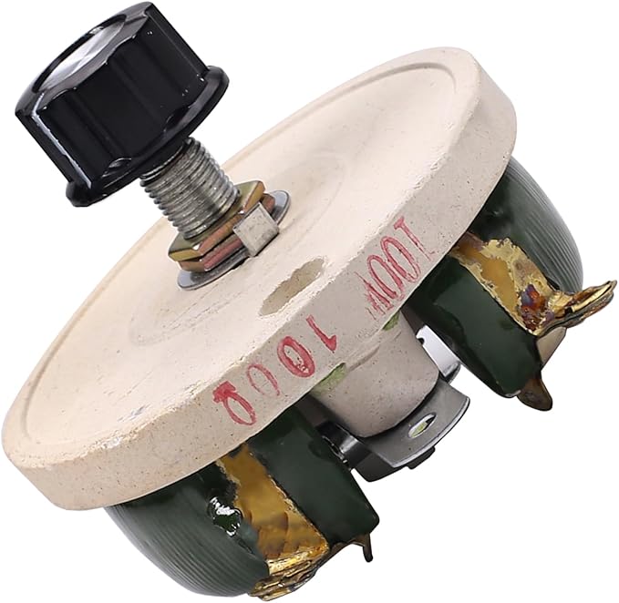 Jutagoss 100W 100 Ohm Rheostat, Wirewound Ceramic Potentiometer, Round Variable Sliding Resistor with Black Knob, Adjustable Resistor 1Pc