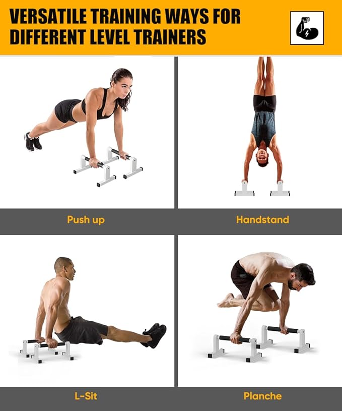 Push Up Bars, Heavey Duty Parallettes Dip Bar with Non-slip Grips for Calisthenics Planche L Sit Handstand Fitness Floor Workout, Pushup Station Handles Stand for Gym Strength Training