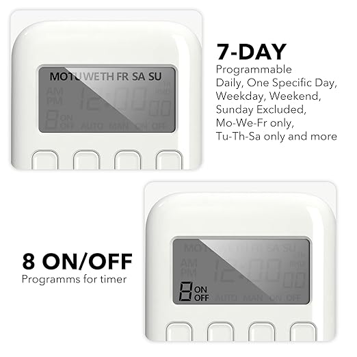 BN-LINK Indoor Digital Timer Outlet, Single Outlet 7 Day Programmable Light Switch, 3 Prong Plug in Timers for Electrical Outlets, Lamps, Fans, 8 On/Off Programs, 1 Pack, 15A/1875W, ETL Listed