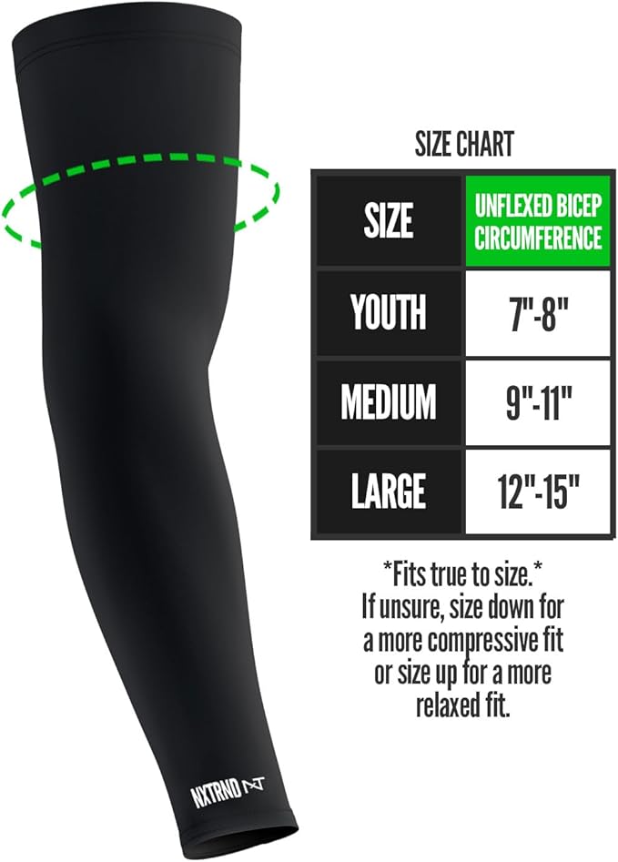 1 Pair Nxtrnd Compression Arm Sleeves for Men, Breathable Football, Basketball, Baseball Accessory, Adult & Kids