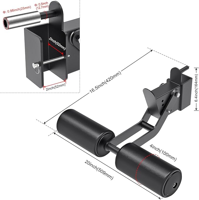 Nordic Hamstring Curl Attachment, Dip Bar, Belt Squat & Safety Spotter Arms for 2"x2" & 3"x3" Power Racks, Home Gym Strength Training Accessories