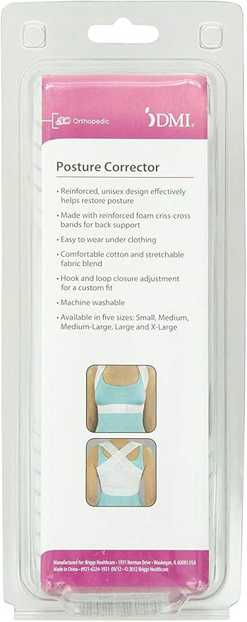 DMI Posture Corrector, Unisex, White, Criss-Cross Foam Bands, Extra Large, 46" to 48" Chest Size