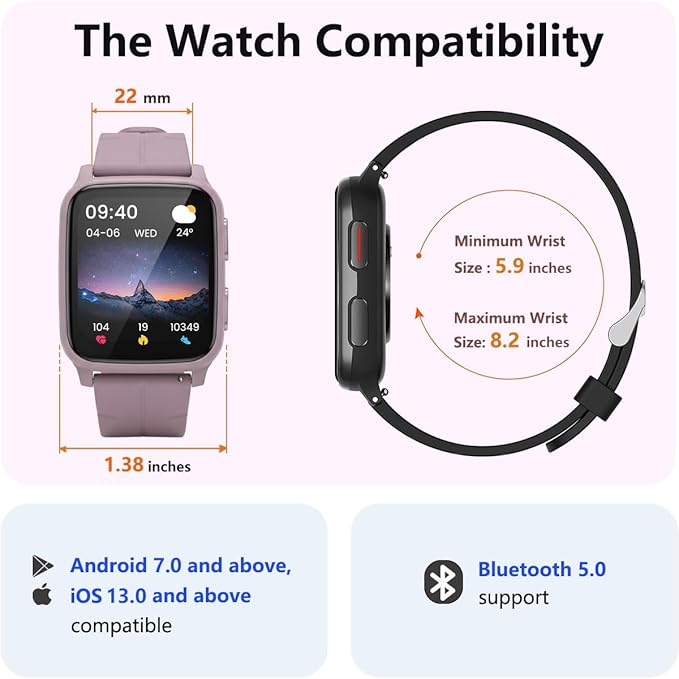 MorePro Fitness Tracker with 24/7 Heart Rate & Blood Pressure Monitor, Blood Oxygen & Sleep Tracker, Smart Watch with Step Calorie Counter, IP68 Waterproof Activity Tracker for Women Men Android iOS
