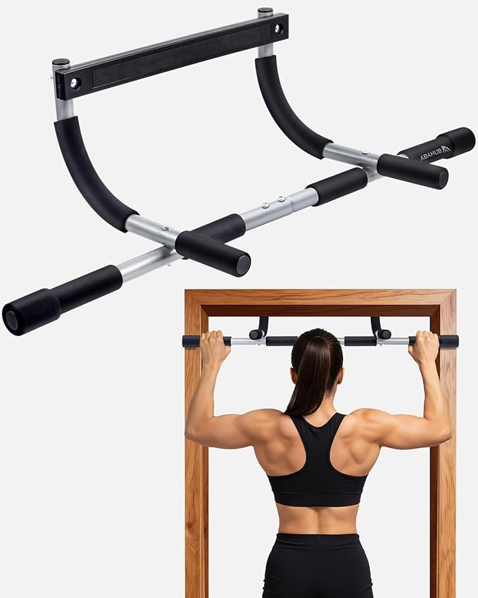 Abahub Home Pull Up Bar - Doorway Mount for Apartments | 265lb Heavy-Duty Strength Trainer | Multi-Grip Space Saver