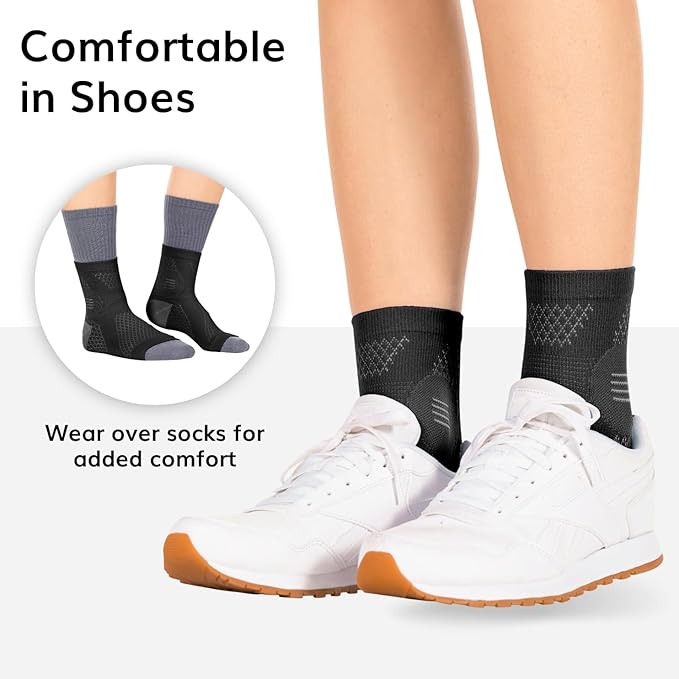 BraceAbility Neuropathy Socks (3 Pairs) - Multipack Peripheral Compression Diabetic Toeless Foot Sleeves for Nerve Damage in Feet, Ankle Gout, Plantar Fasciitis Relief for Men and Women (M - Black)