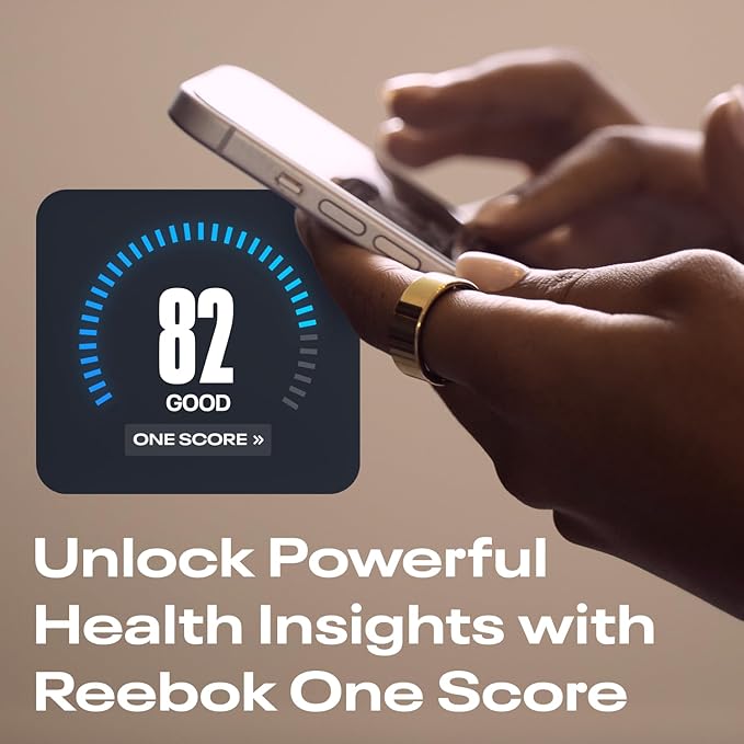 Reebok Smart Ring for Women or Men - Shiny Gold - Subscription Free - The Next Generation of Wearable Technology - Fitness and Sleep Tracker - Monitors Wellbeing and Recovery