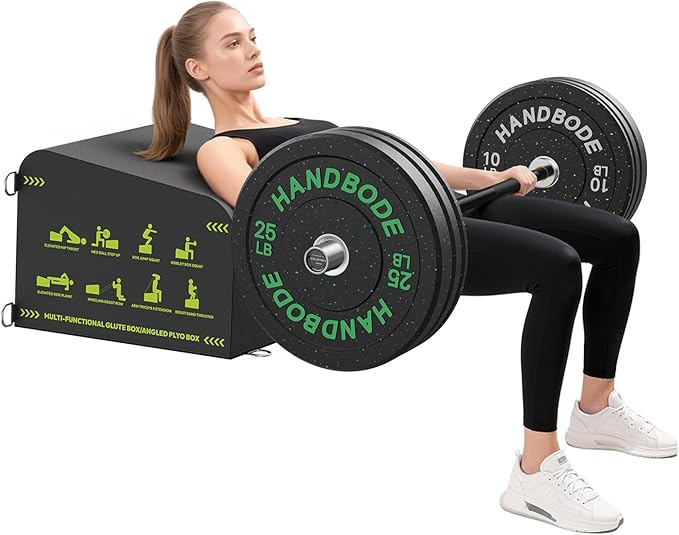 HANDBODE Hip Thrust Bench, Multi-Functional Slip-Free Hip Thrust Machine for Glute Bridge, Box Jump, Push-Ups, Squat, Ab Exercise, Suitable for Home & Gym