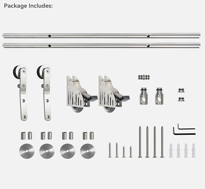 DIYHD 6.6FT Stainless Steel Sliding Library Ladder Hardware Kit, Bottom Wheel with Brake,300 lbs Capacity, Satin Finish (No Ladder)