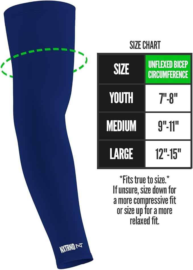 1 Pair Nxtrnd Compression Arm Sleeves for Men, Breathable Football, Basketball, Baseball Accessory, Adult & Kids