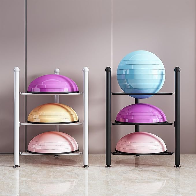 Exercise Half Balance Ball Storage Rack - Home Gym Workout Equipment 3/5/6/7 Tier Floor Stand Storage Organizer for Bosu Slam Bowling Medicine Balls(White,6 Layer - 63in)