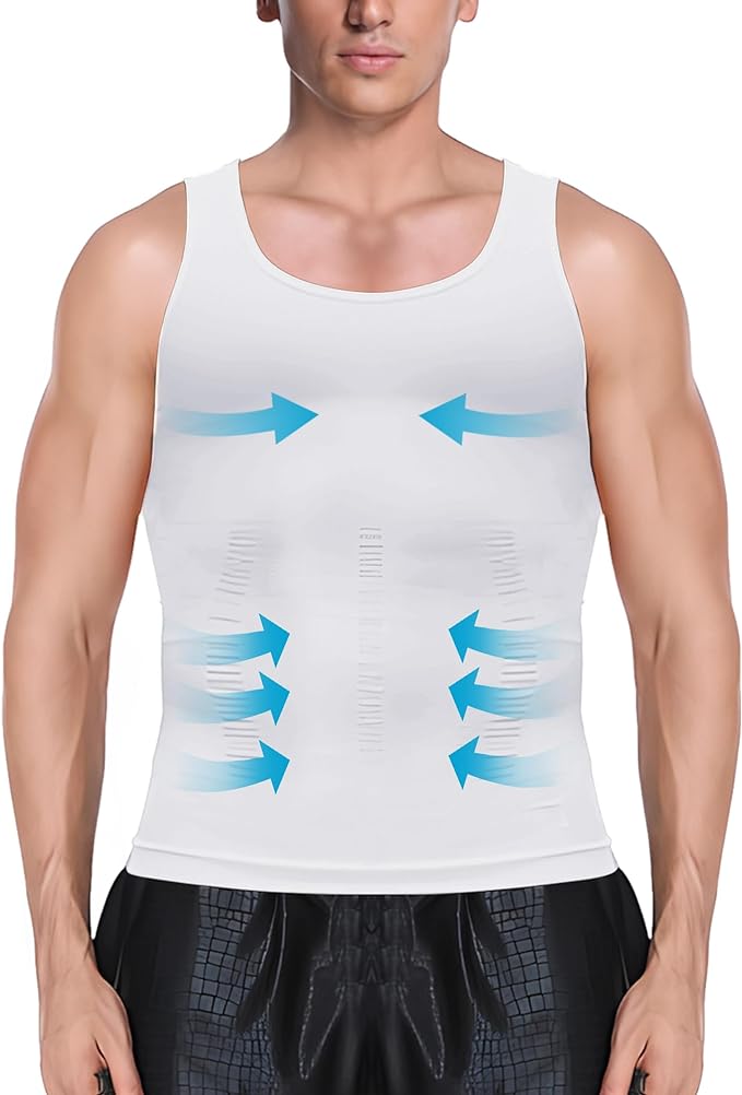 MEETYOO 1/2/3 Pack Men's Shaper Slimming Tank Top Athletic Compression Shirt with Sleeveless Undershirts for Men