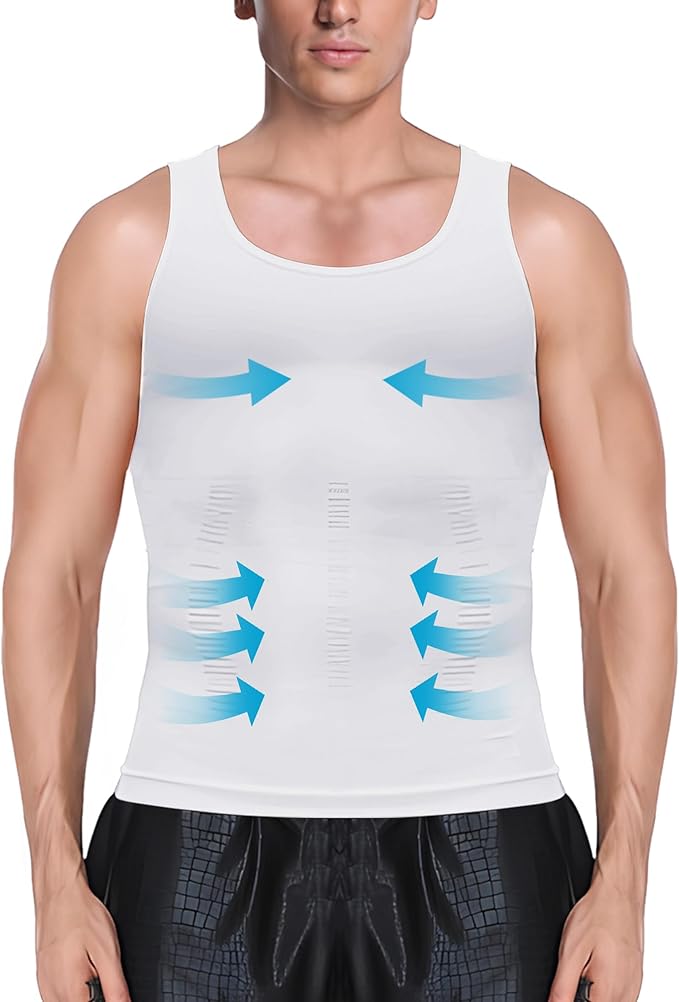 MEETYOO 1/2/3 Pack Men's Shaper Slimming Tank Top Athletic Compression Shirt with Sleeveless Undershirts for Men