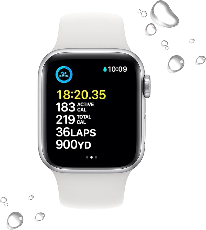Apple Watch SE (2nd Gen) (GPS, 40mm) - Silver Aluminum Case with White Sport Band, M/L (Renewed)