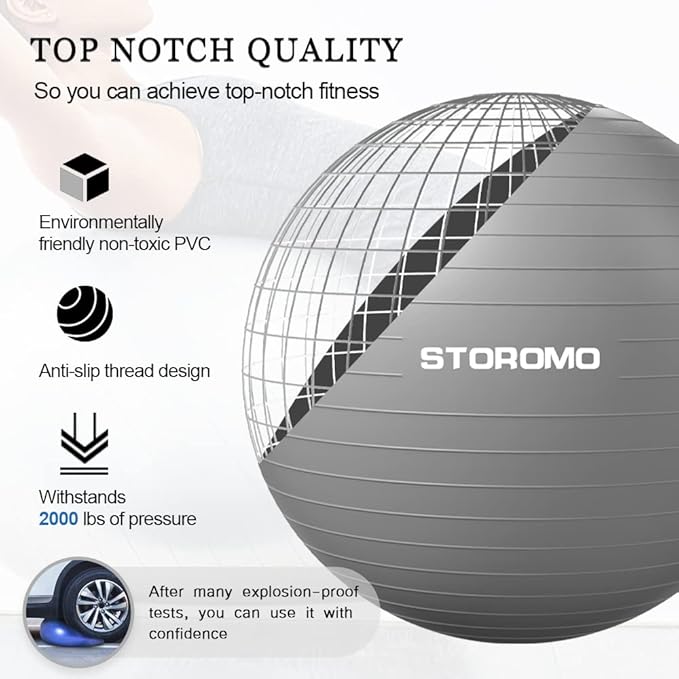 Anti-Burst Pregnancy Exercise Ball – High Weight Capacity Stability Ball for Yoga, Pilates & Labor Support, Eco-Friendly PVC Fitness Ball for Moms, Includes Pump (45cm-95cm)